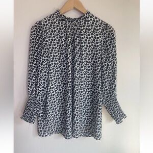 Rachel Zoe Blouse Women’s Size Medium Sheer Heart Design Mock Neck Long Sleeve